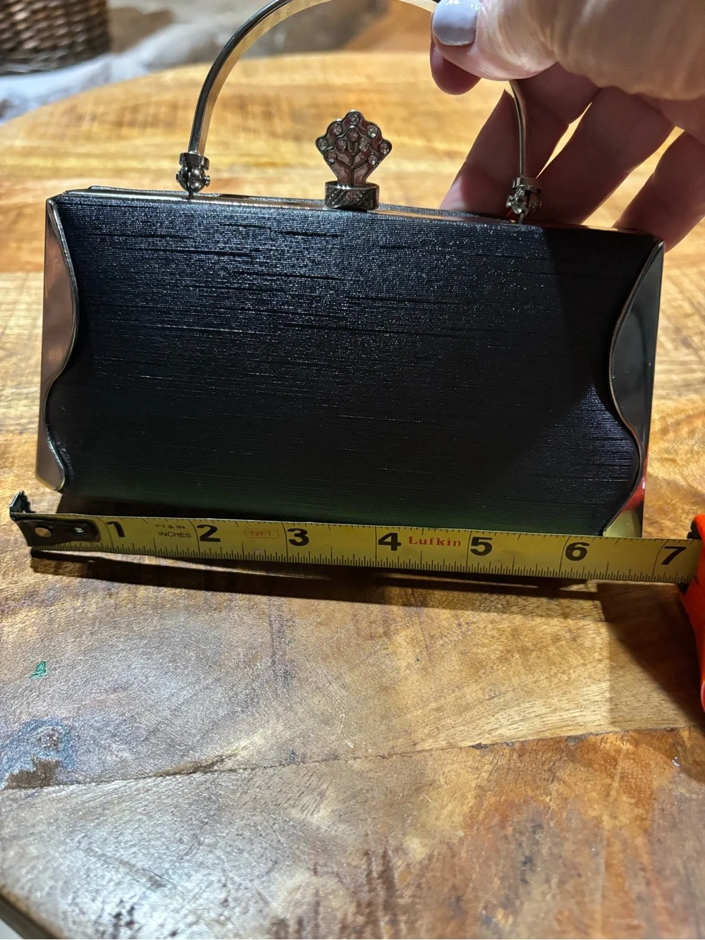 Black Metallic Accent Evening Clutch Handbag